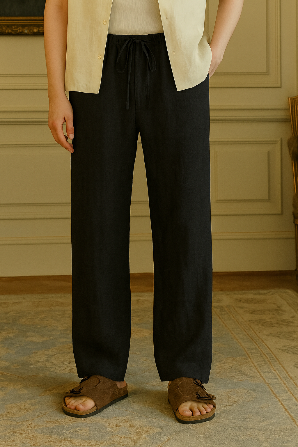 Black Linen Pant
