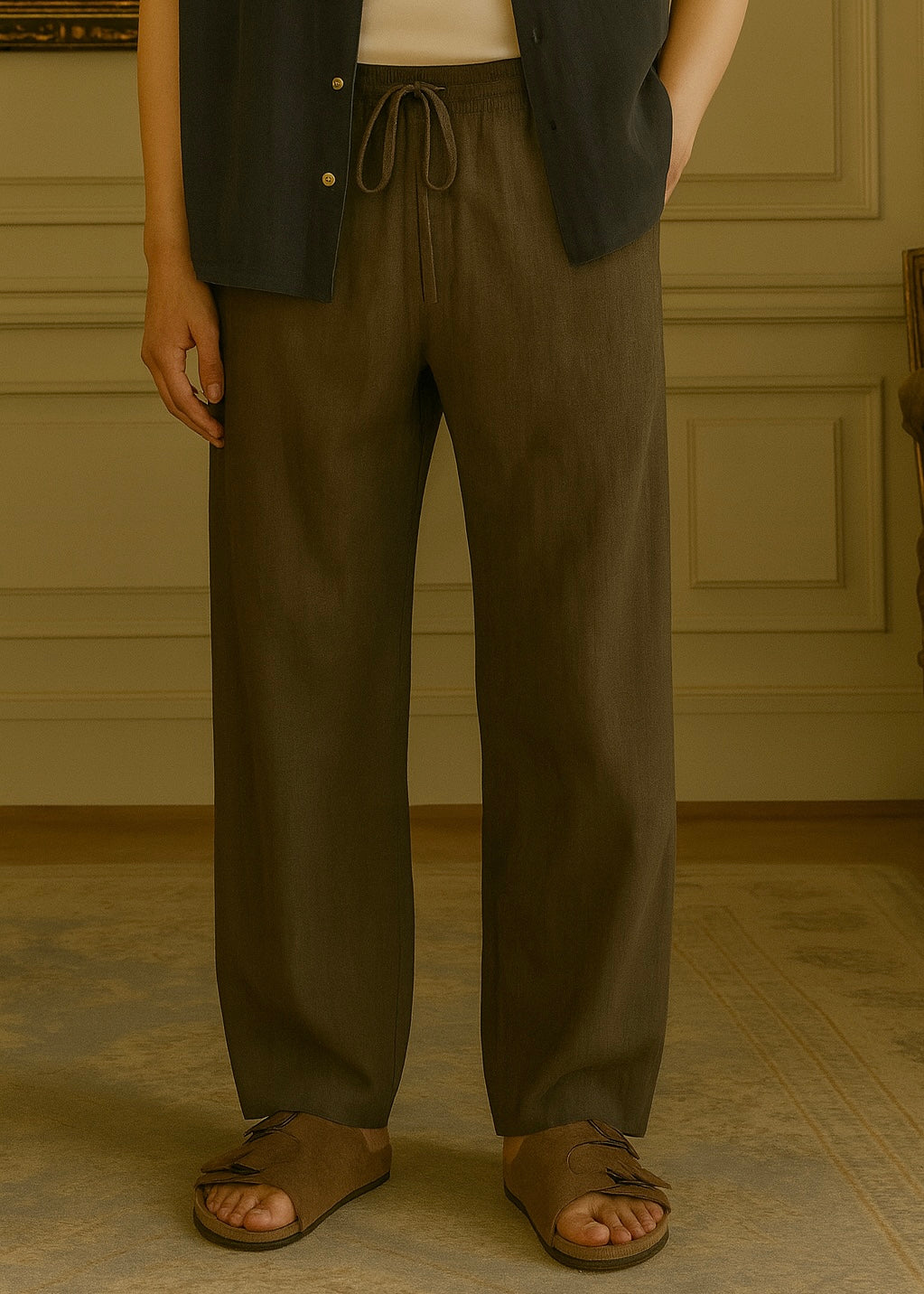 Olive Green Linen Pant