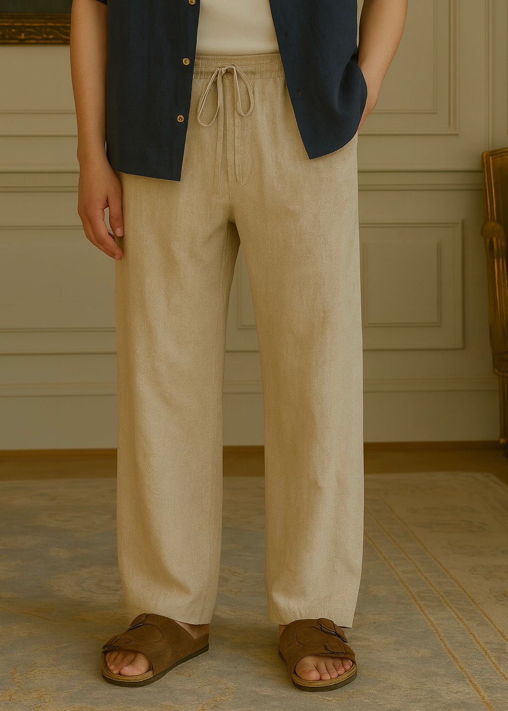Beige Linen Pant
