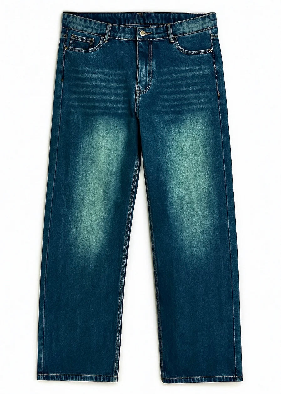 Mint Blue Straight Fit Denim