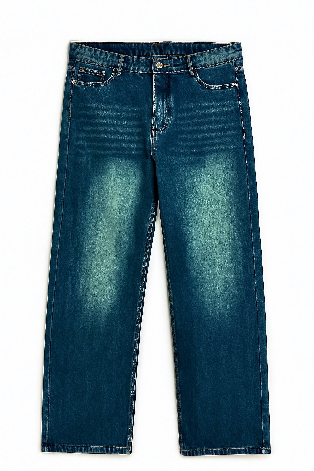 Mint Blue Straight Fit Denim